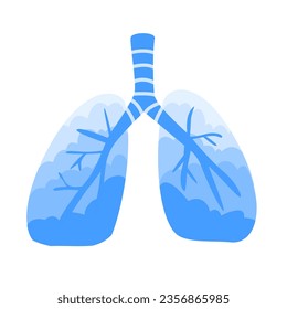 lungs with clouds and sky. concept of healthy and clean lungs
