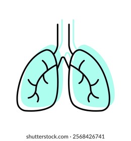 Lungs color shadow thinline icon , vector, pixel perfect, illustrator file