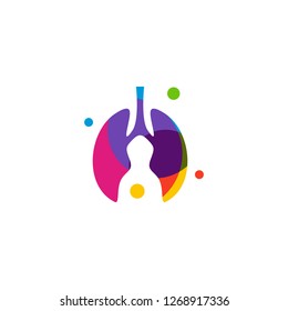 Lungs with Colorful logo vector concept, Health lungs logo designs template, template - Vector