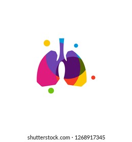 Pulmones con el concepto de vector de logotipo colorido, plantilla de diseño del logotipo de los pulmones de salud, plantilla - Vector