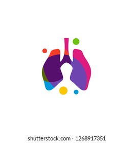 Lungs with Colorful logo vector concept, Health lungs logo designs template, template - Vector