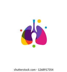 Lungs with Colorful logo vector concept, Health lungs logo designs template, template - Vector