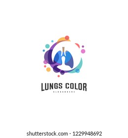 Lungs with Colorful logo vector, Health lungs logo designs template, logotype element for template