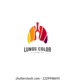 Lungs with Colorful logo vector, Health lungs logo designs template, logotype element for template