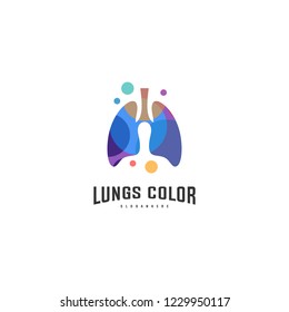 Lungs with Colorful logo vector, Health lungs logo designs template, logotype element for template