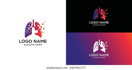 Lungs with Colorful logo vector, Health lungs logo designs template
