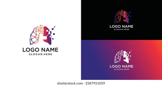 Lungs with Colorful logo vector, Health lungs logo designs template