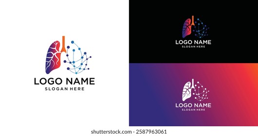 Lungs with Colorful logo vector, Health lungs logo designs template