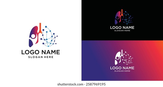 Lungs with Colorful logo vector, Health lungs logo designs template