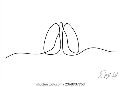 lungs continuous line vector illustration
