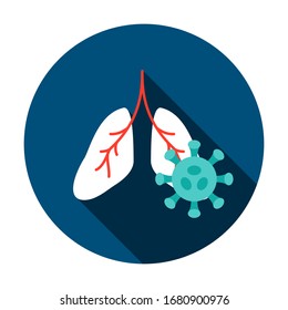 Lungen Coronavirus Circle Icon. Vektorillustration Illustration mit langem Schatten. Medizinische Ausrüstung.