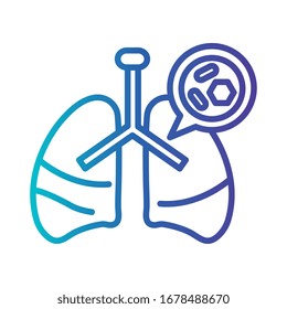lungs with covid 19, gradient line style icon vector illustration design