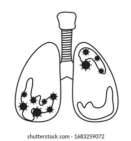 Lungs with covid 19 virus design of 2019 ncov cov coronavirus infection corona epidemic disease symptoms and medical theme Vector illustration
