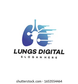 Lungs digital logo  design template - vector.