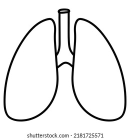 Lungs. The doodle of the internal organ. Black contour drawing, linear icon of the human respiratory system