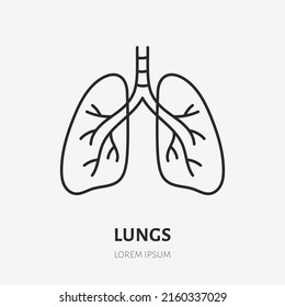 Lungs doodle line icon. Vector thin outline illustration of human internal organ. Black color linear sign for respiratory system