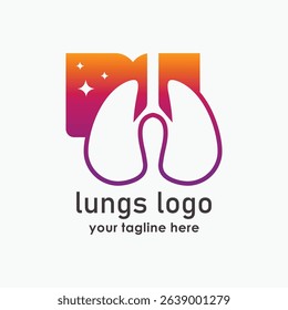 lungs education logo concept, book and lungs logo concept