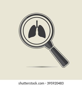 Lungs examination illustration. Medical testing concept. Flat vector icon.