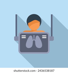 Lungs examination person icon flat vector. Hospital client. Human person anatomy