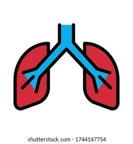 lungs filled outline Icon. medical vector illustration on white background