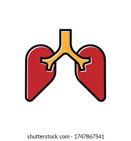 diseño de vectores de iconos de contorno relleno de pulmones