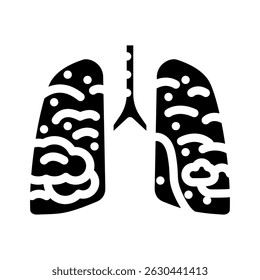 lungs filled smoke soot air pollution glyph icon vector. lungs filled smoke soot air pollution sign. isolated symbol illustration