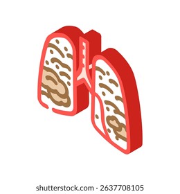 lungs filled smoke soot air pollution isometric icon vector. lungs filled smoke soot air pollution sign. isolated symbol illustration