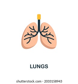 Icono plano de los pulmones. Signo de color de la recolección de oxígeno. Icono de Creative Lungs para diseño web, infografía y más