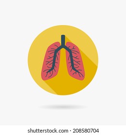 Lungs flat icon with long shadow