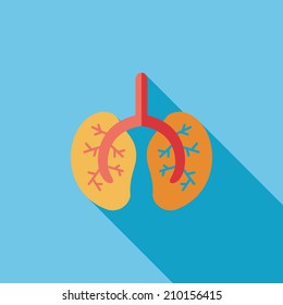 Lungs flat icon with long shadow