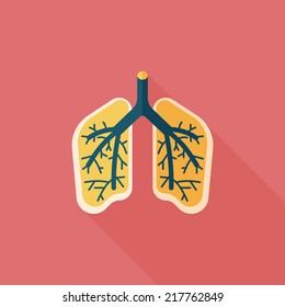 Lungs flat icon with long shadow