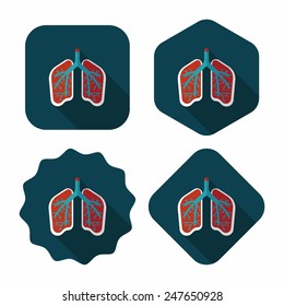 Lungs flat icon with long shadow