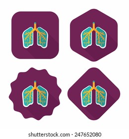 Lungs flat icon with long shadow