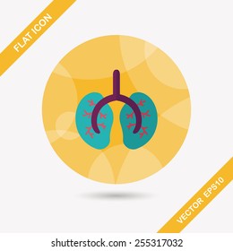 Lungs flat icon with long shadow