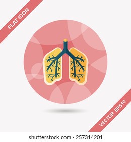 Lungs flat icon with long shadow