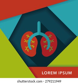 Lungs flat icon with long shadow