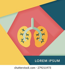 Lungs flat icon with long shadow