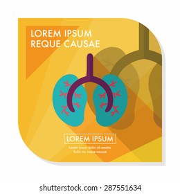 Lungs flat icon with long shadow