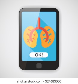 Lungs flat icon with long shadow