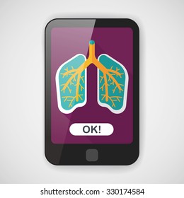 Lungs flat icon with long shadow