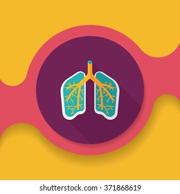 Lungs flat icon with long shadow