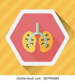 Lungs flat icon with long shadow