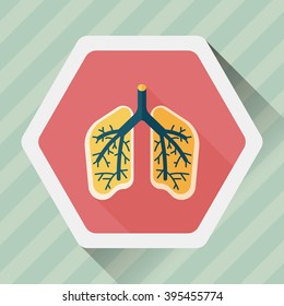 Lungs flat icon with long shadow