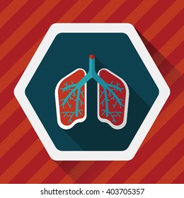 Lungs flat icon with long shadow