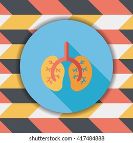 Lungs flat icon with long shadow