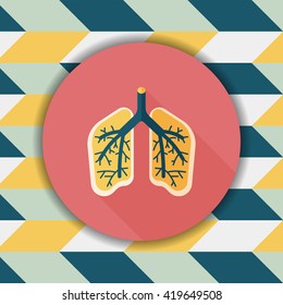 Lungs flat icon with long shadow