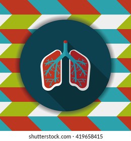 Lungs flat icon with long shadow