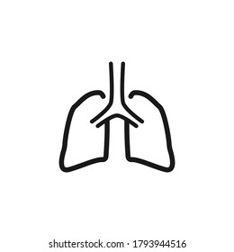 Lungs flat line icon. Vector thin pictogram of human internal organ