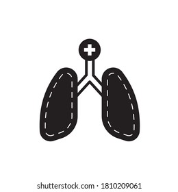 lungs, flat solid health icon 