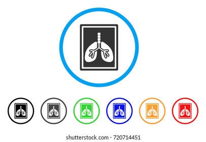 Lungs Fluorography rounded icon. Style is a flat lungs fluorography grey symbol inside light blue circle with black, gray, green, blue, red, orange versions.